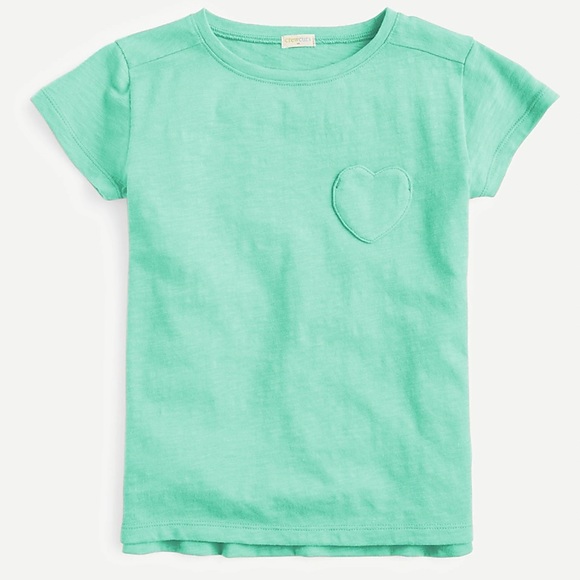 J. Crew Other - J crew girls tshirt heart shape pocket aqua